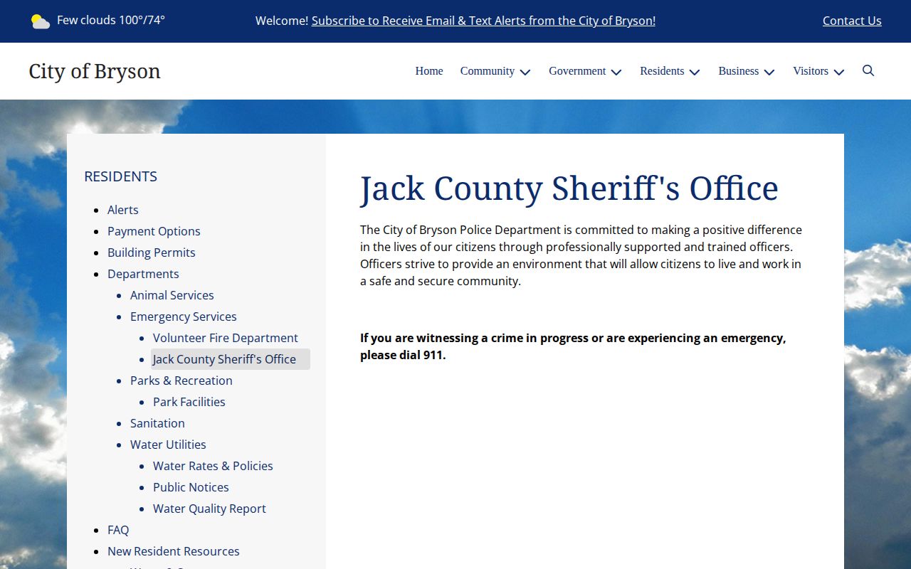 Jack County Bryson law-enforcement routing for arrest records