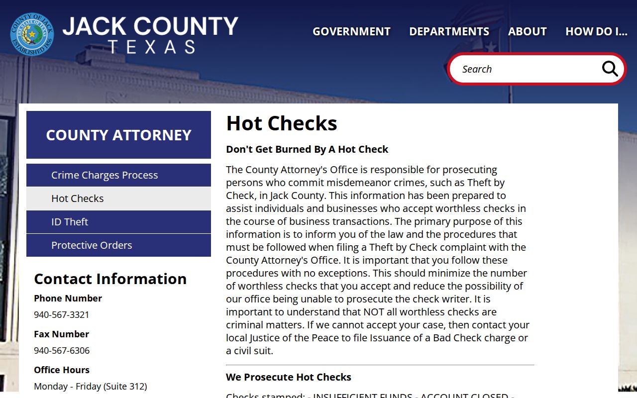 Jack County warrant process and booking record information